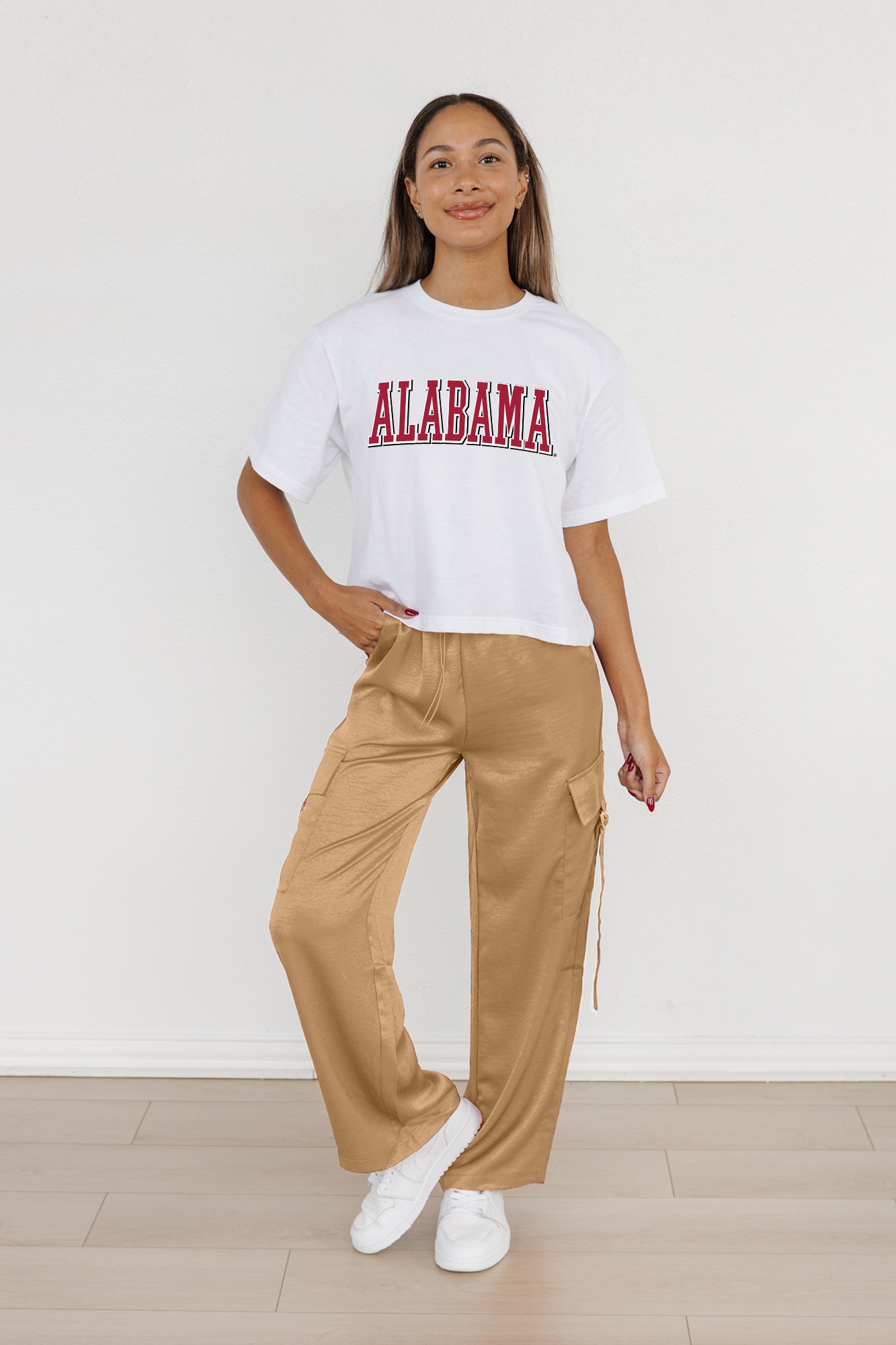 ALABAMA CRIMSON TIDE ALL-STAR APPEAL BOXY FIT WOMEN'S CROPPED TEE BY MADI PREWETT TROUTT