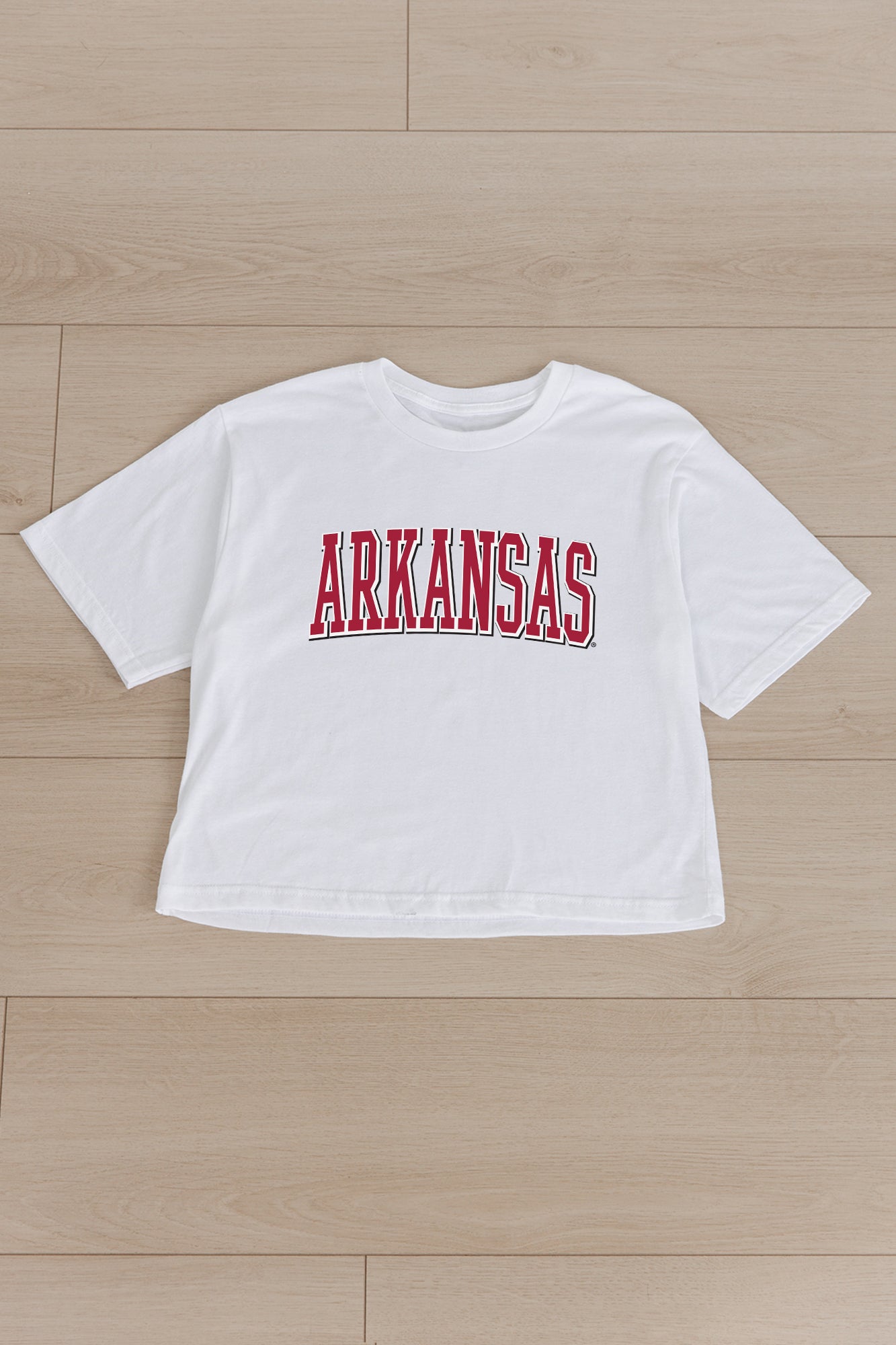 ARKANSAS RAZORBACKS ALL-STAR APPEAL BOXY FIT WOMEN'S CROPPED TEE BY MADI PREWETT TROUTT