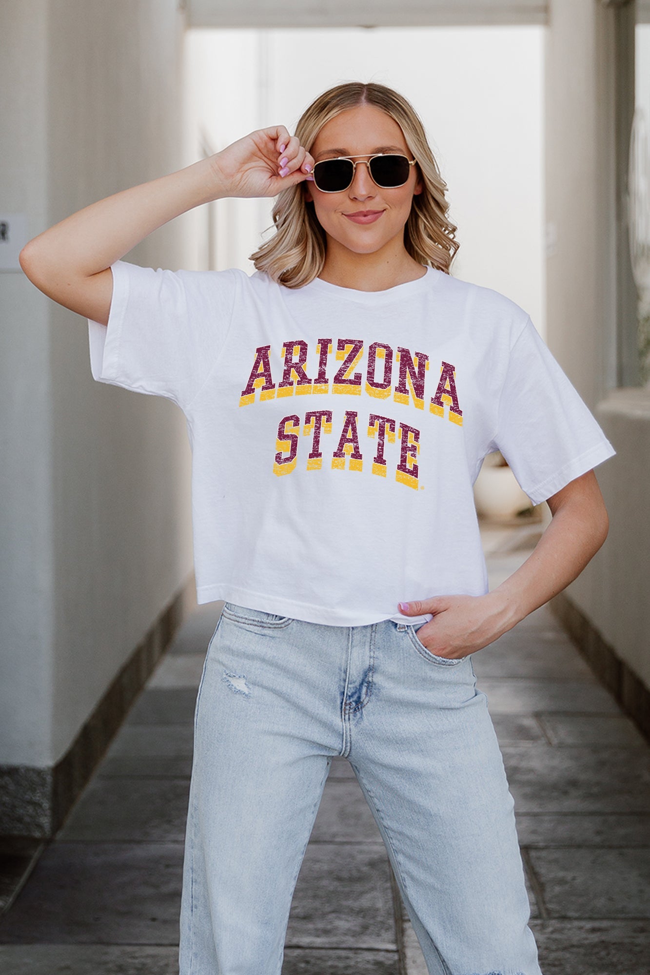 ARIZONA STATE SUN DEVILS CLAIM TO FAME BOXY FIT WOMEN'S CROPPED TEE