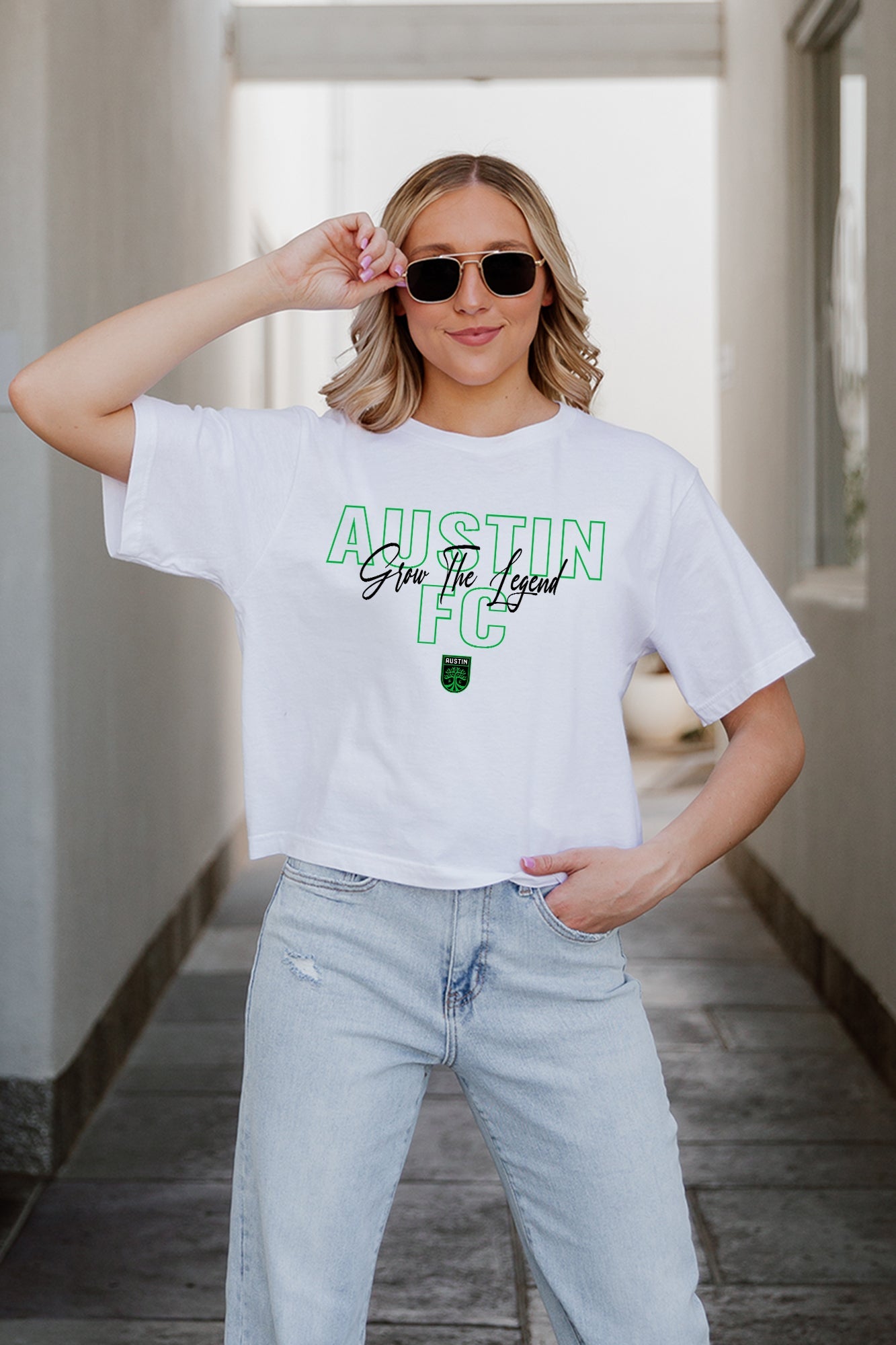 AUSTIN FC KEEP PLAYING BOXY FIT WOMEN'S CROPPED TEE