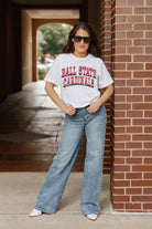 BALL STATE CARDINALS CLAIM TO FAME BOXY FIT WOMEN'S CROPPED TEE