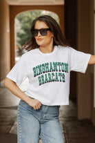 BINGHAMTON BEARCATS CLAIM TO FAME BOXY FIT WOMEN'S CROPPED TEE