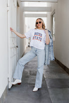 BOISE STATE BRONCOS CLAIM TO FAME BOXY FIT WOMEN'S CROPPED TEE