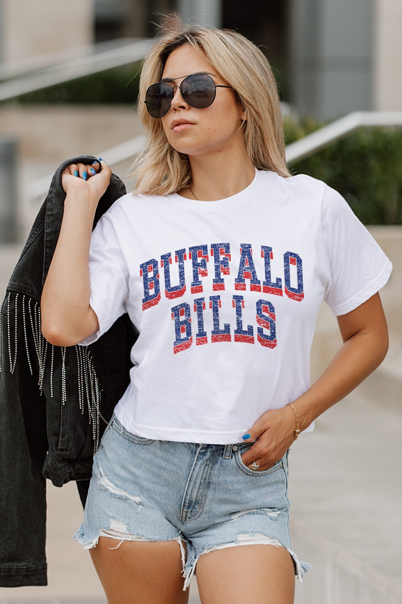 BUFFALO BILLS CLAIM TO FAME BOXY FIT WOMEN'S CROPPED TEE