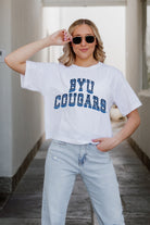 BYU COUGARS CLAIM TO FAME BOXY FIT WOMEN'S CROPPED TEE