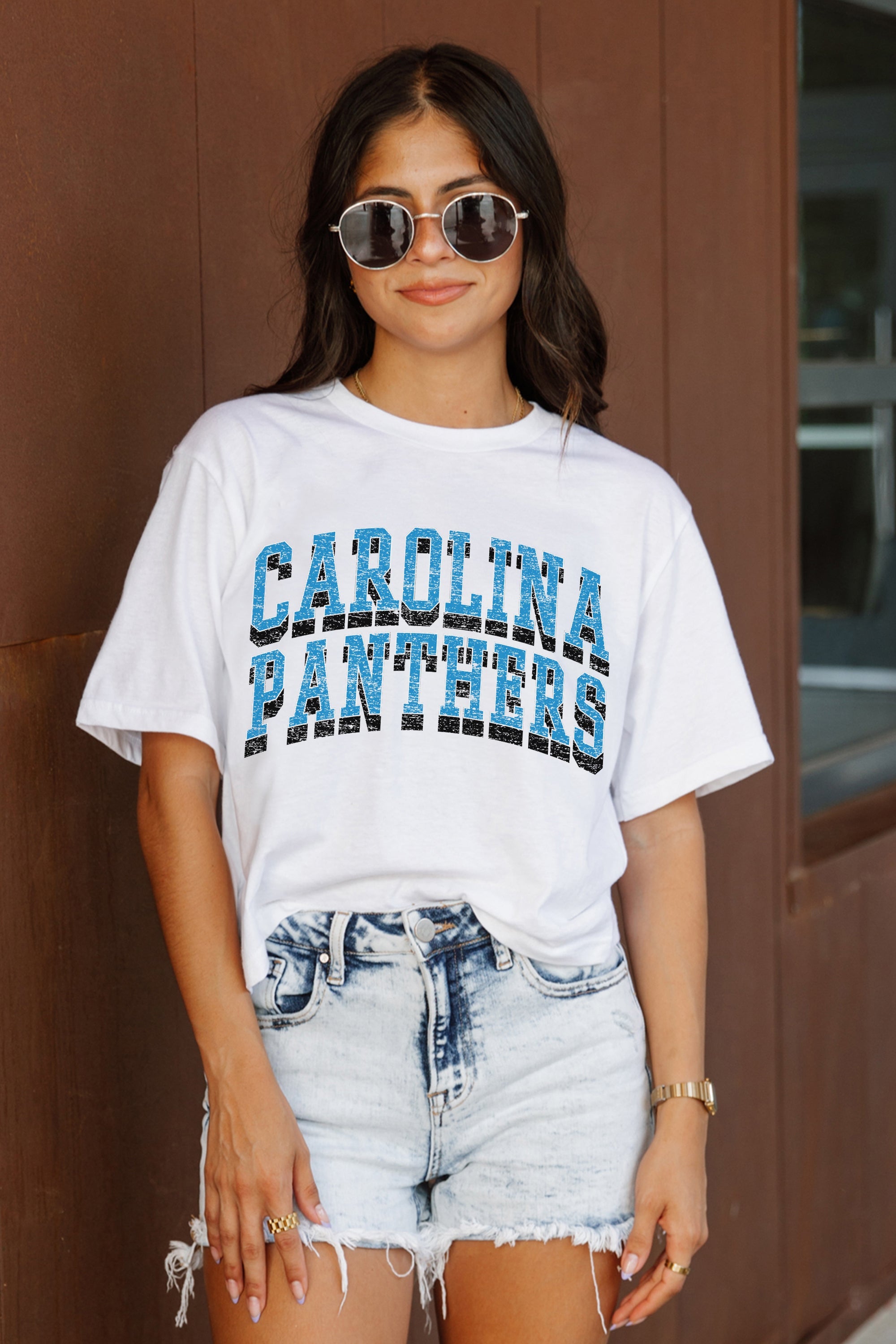 CAROLINA PANTHERS CLAIM TO FAME BOXY FIT WOMEN'S CROPPED TEE