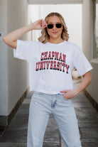 CHAPMAN UNIVERSITY PANTHERS CLAIM TO FAME BOXY FIT WOMEN'S CROPPED TEE