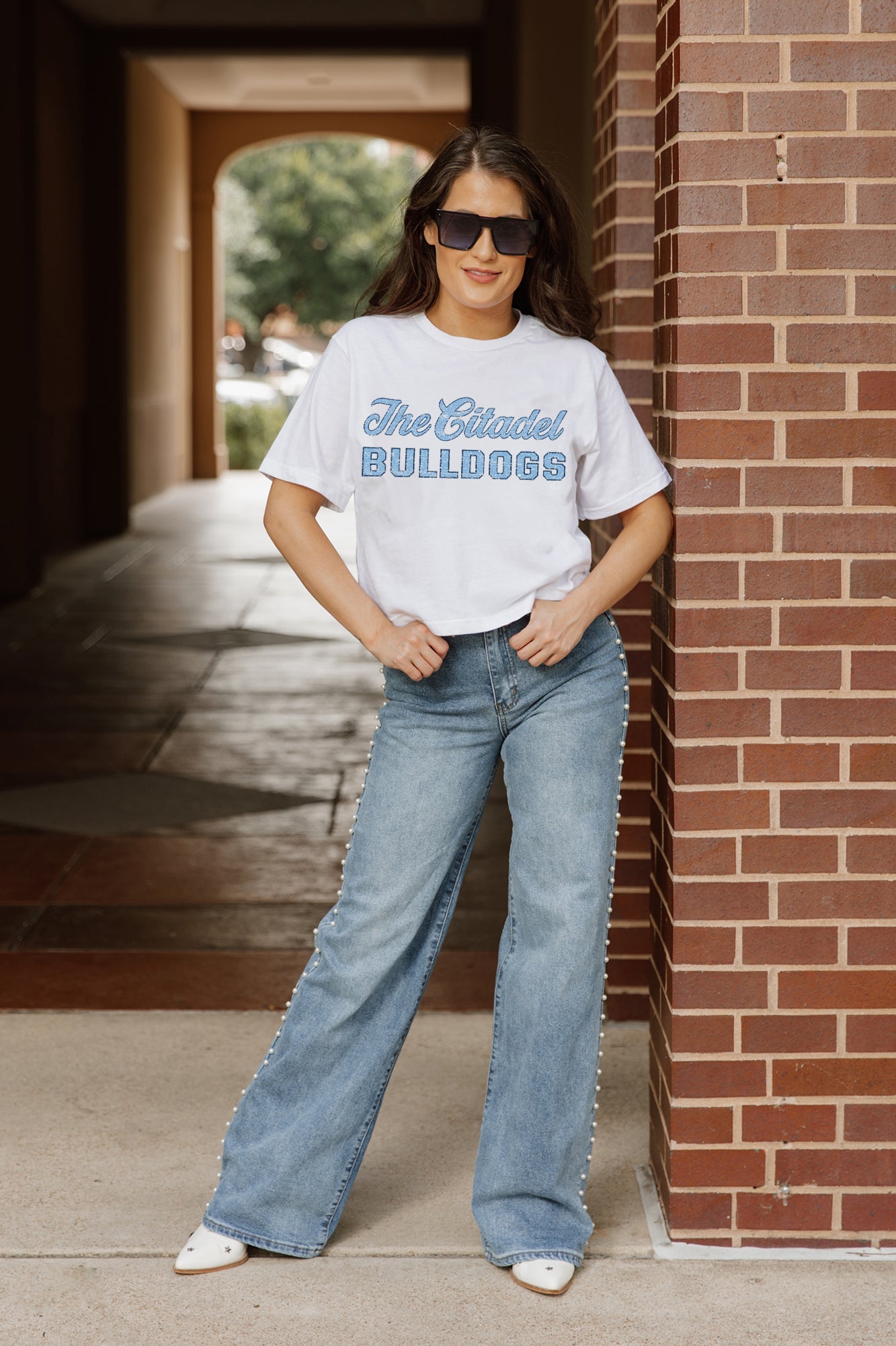 CITADEL BULLDOGS CLAIM TO FAME BOXY FIT WOMEN'S CROPPED TEE