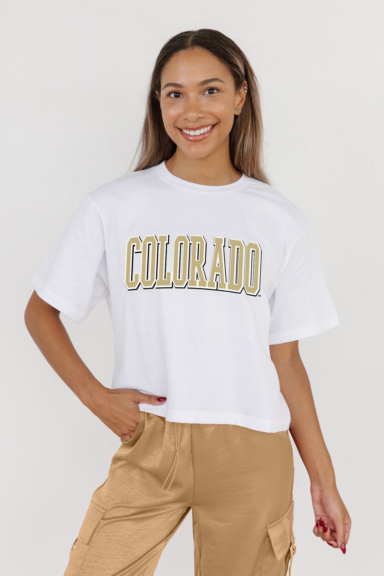 COLORADO BUFFALOES ALL-STAR APPEAL BOXY FIT WOMEN'S CROPPED TEE BY MADI PREWETT TROUTT