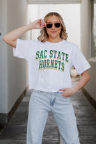 SACRAMENTO STATE HORNETS CLAIM TO FAME BOXY FIT WOMEN'S CROPPED TEE