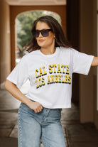 CAL STATE LOS ANGELES GOLDEN EAGLES CLAIM TO FAME BOXY FIT WOMEN'S CROPPED TEE