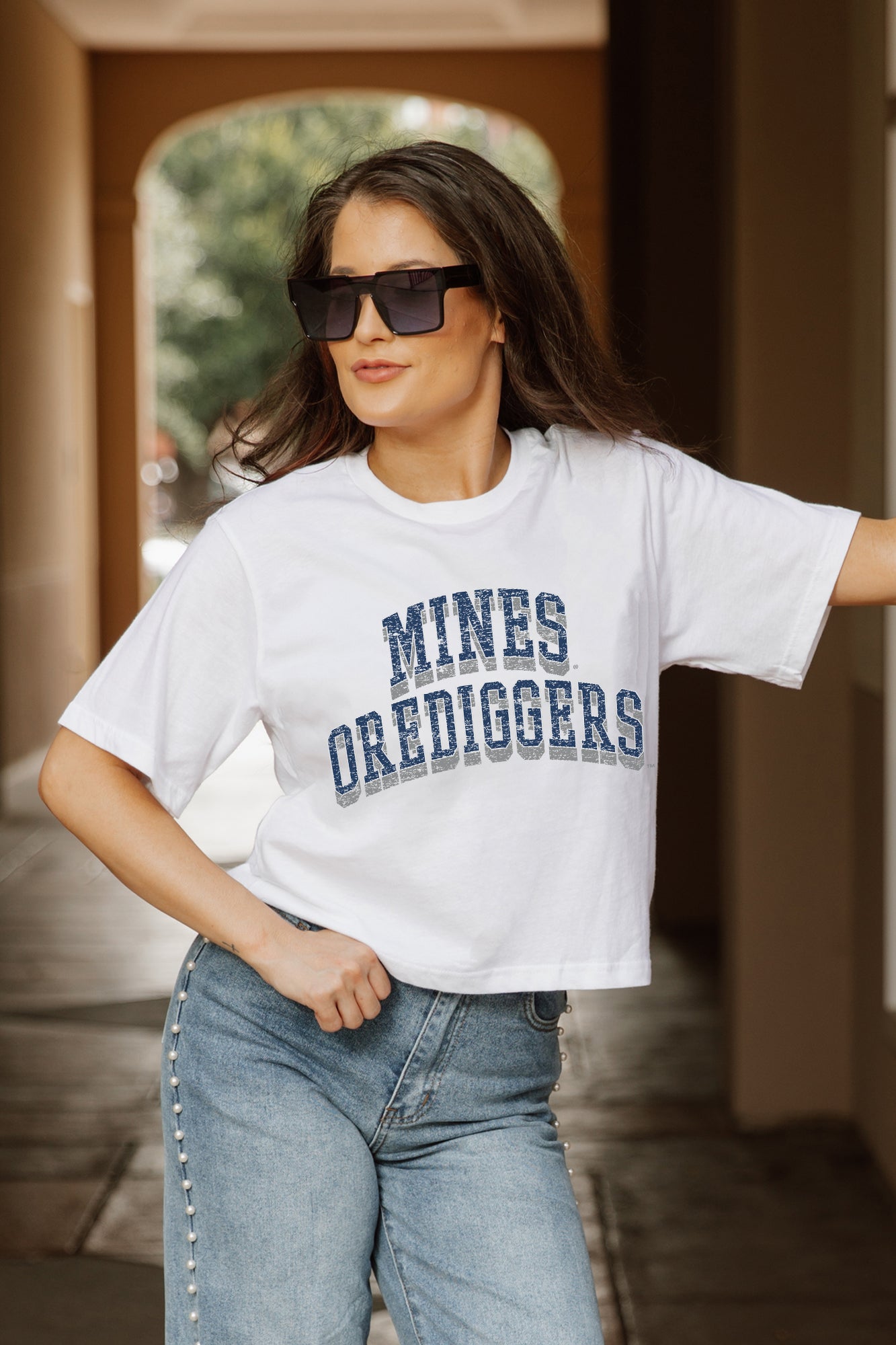 COLORADO SCHOOL OF MINES BURROS CLAIM TO FAME BOXY FIT WOMEN'S CROPPED TEE