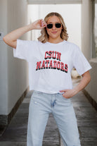 CAL STATE NORTHRIDGE MATADORS CLAIM TO FAME BOXY FIT WOMEN'S CROPPED TEE