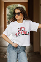 CAL STATE NORTHRIDGE MATADORS CLAIM TO FAME BOXY FIT WOMEN'S CROPPED TEE