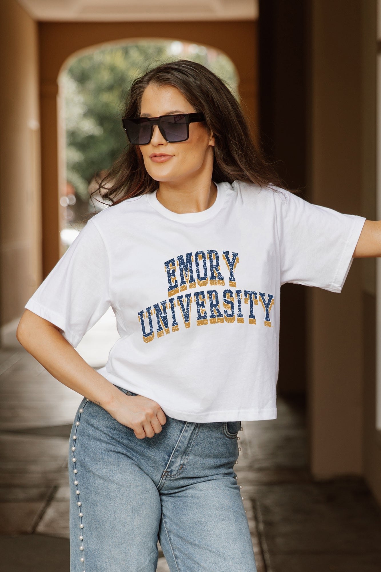 EMORY EAGLES CLAIM TO FAME BOXY FIT WOMEN'S CROPPED TEE