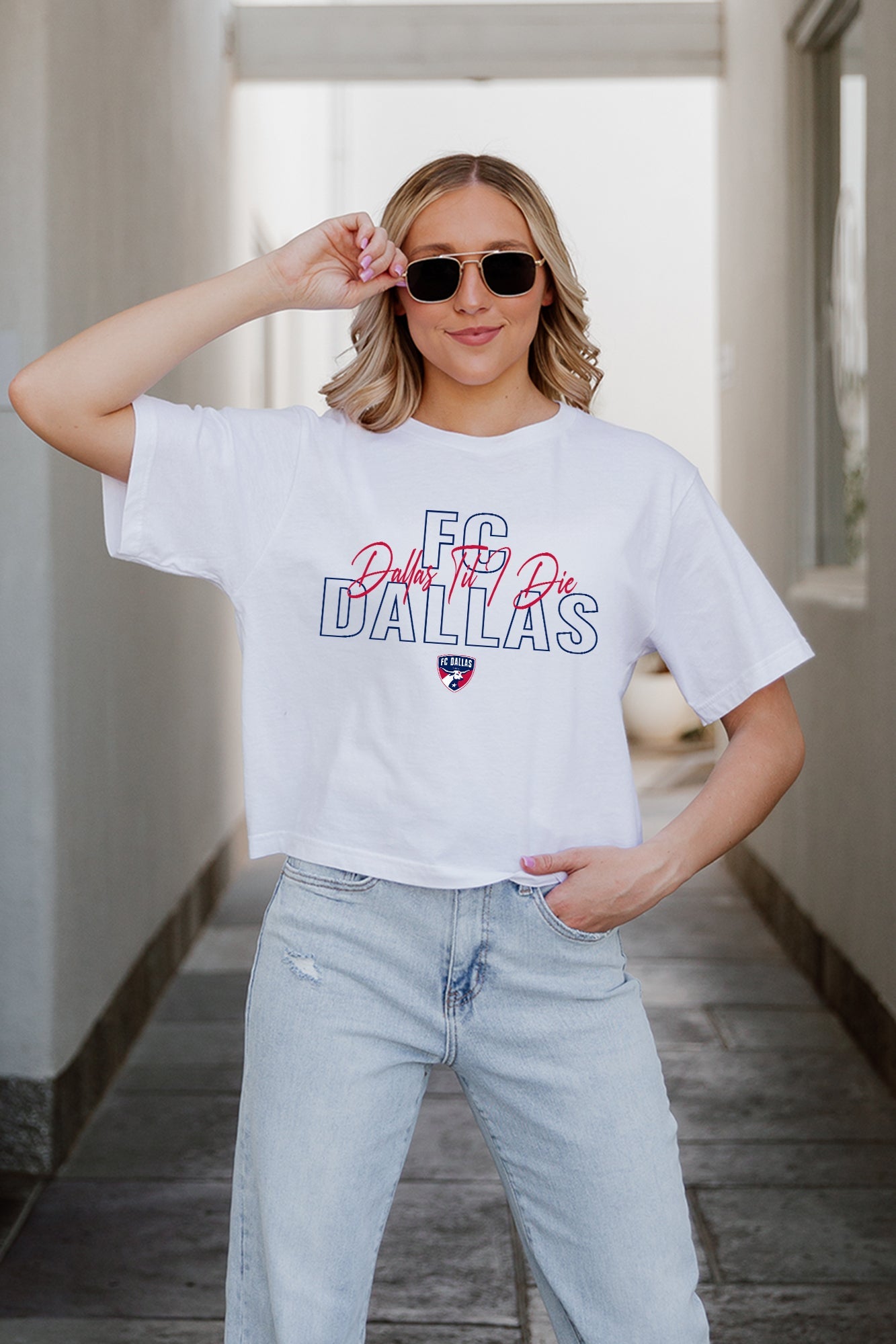 FC DALLAS KEEP PLAYING BOXY FIT WOMEN'S CROPPED TEE