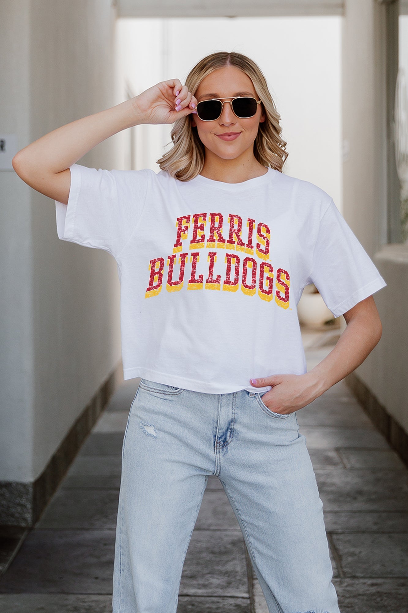 FERRIS STATE BULLDOGS CLAIM TO FAME BOXY FIT WOMEN'S CROPPED TEE