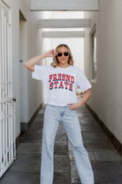 FRESNO STATE BULLDOGS CLAIM TO FAME BOXY FIT WOMEN'S CROPPED TEE