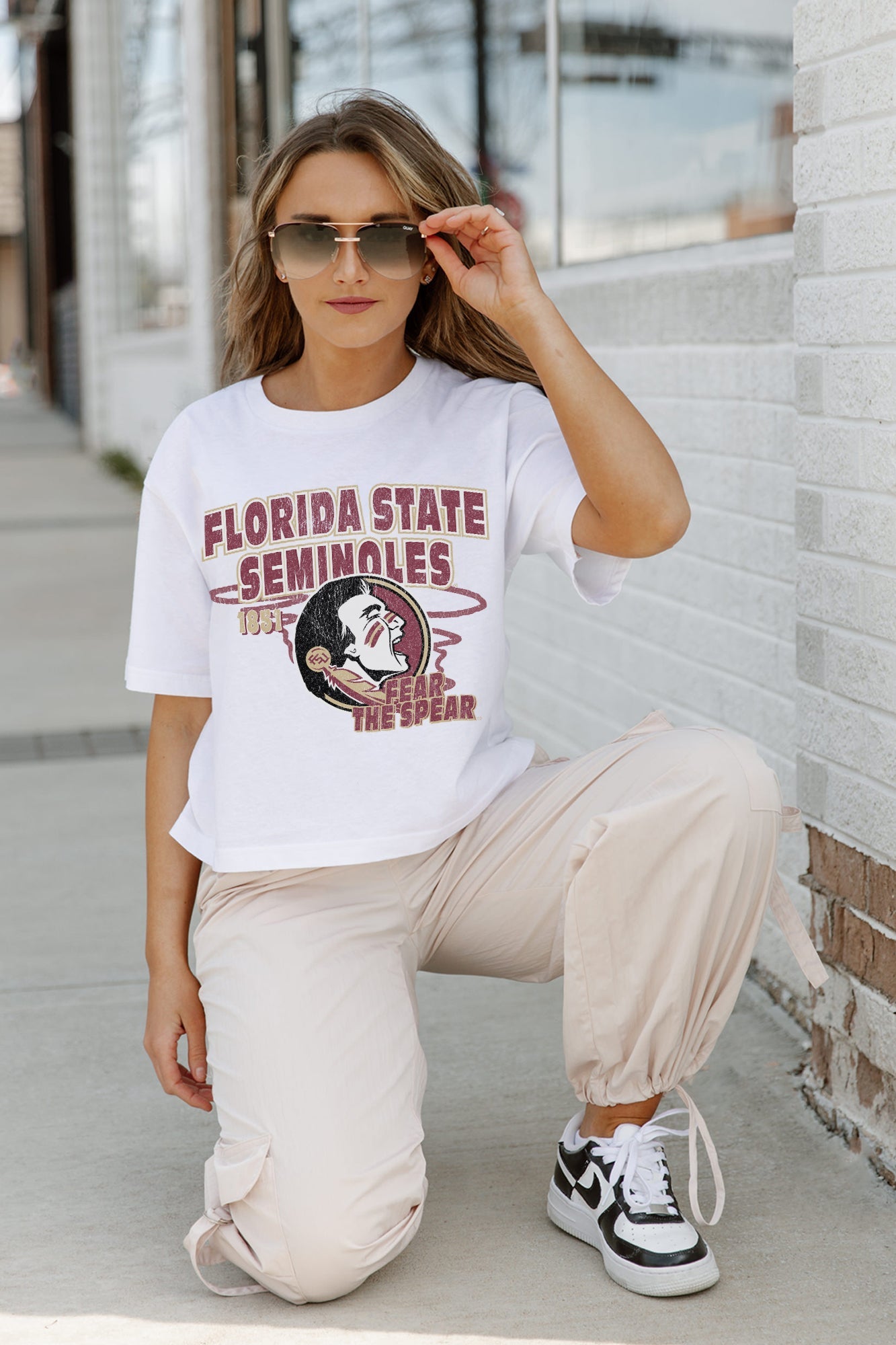 FLORIDA STATE SEMINOLES GAMEDAY GOALS BOXY FIT WOMEN'S CROP TEE