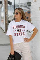 FLORIDA STATE SEMINOLES TO THE POINT BOXY FIT WOMEN'S CROP TEE