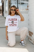 FLORIDA STATE SEMINOLES TO THE POINT BOXY FIT WOMEN'S CROP TEE