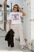 FLORIDA STATE SEMINOLES TO THE POINT BOXY FIT WOMEN'S CROP TEE