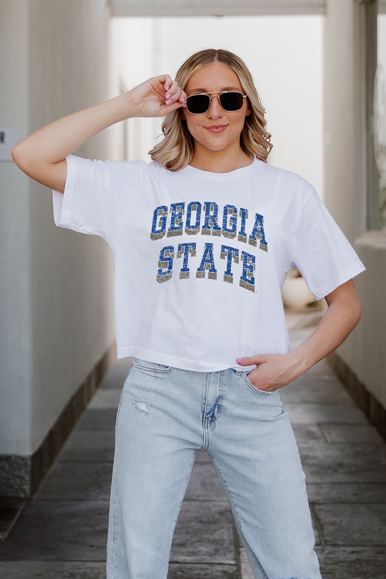 GEORGIA STATE PANTHERS CLAIM TO FAME BOXY FIT WOMEN'S CROPPED TEE