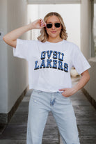 GRAND VALLEY LAKERS CLAIM TO FAME BOXY FIT WOMEN'S CROPPED TEE