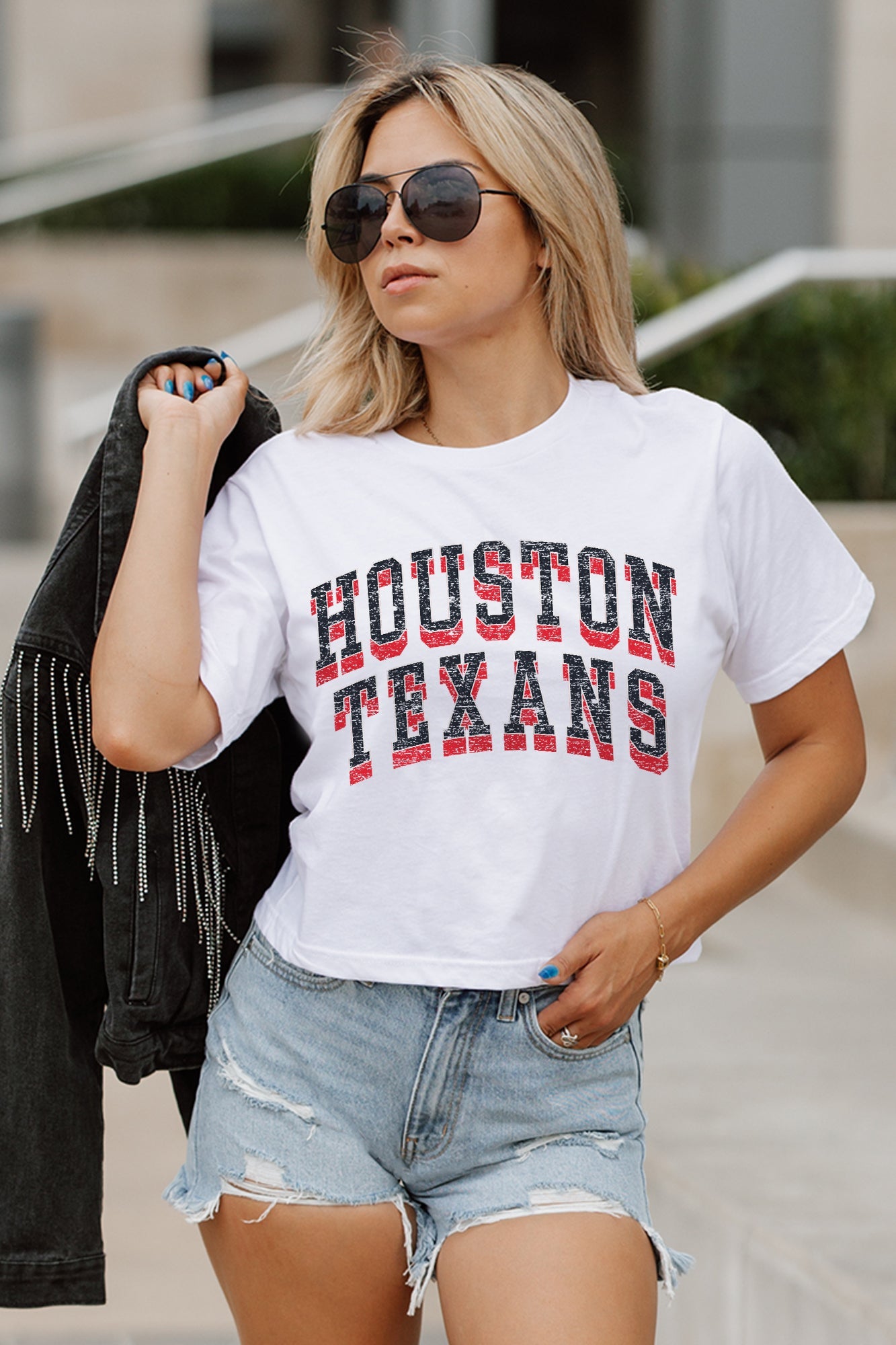 HOUSTON TEXANS CLAIM TO FAME BOXY FIT WOMEN'S CROPPED TEE