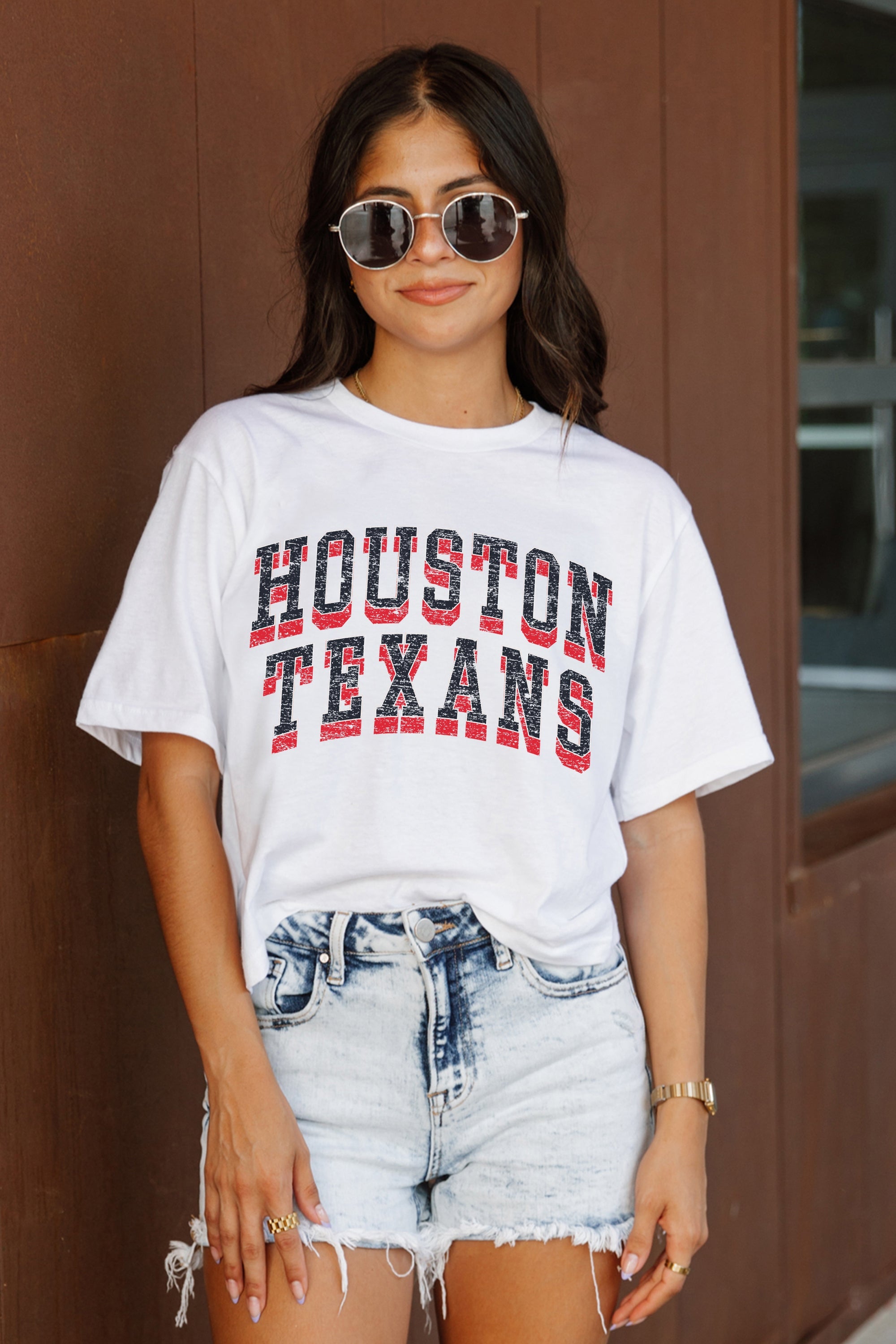 HOUSTON TEXANS CLAIM TO FAME BOXY FIT WOMEN'S CROPPED TEE