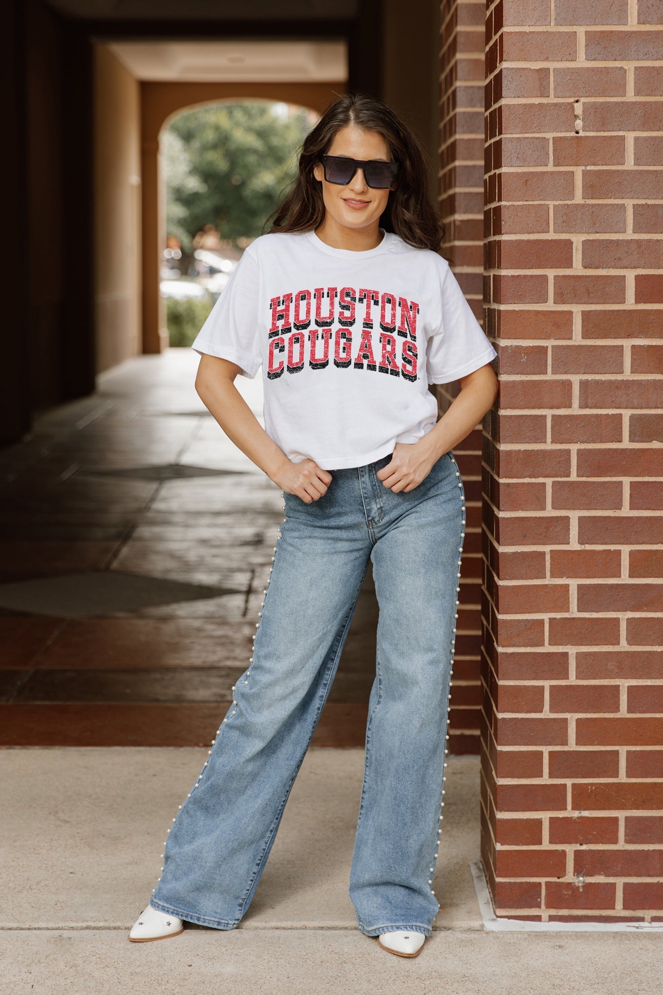 HOUSTON COUGARS CLAIM TO FAME BOXY FIT WOMEN'S CROPPED TEE