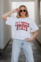 ILLINOIS STATE REDBIRDS CLAIM TO FAME BOXY FIT WOMEN'S CROPPED TEE