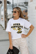 IOWA HAWKEYES GAMEDAY GOALS BOXY FIT WOMEN'S CROP TEE