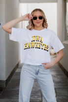 IOWA HAWKEYES CLAIM TO FAME BOXY FIT WOMEN'S CROPPED TEE