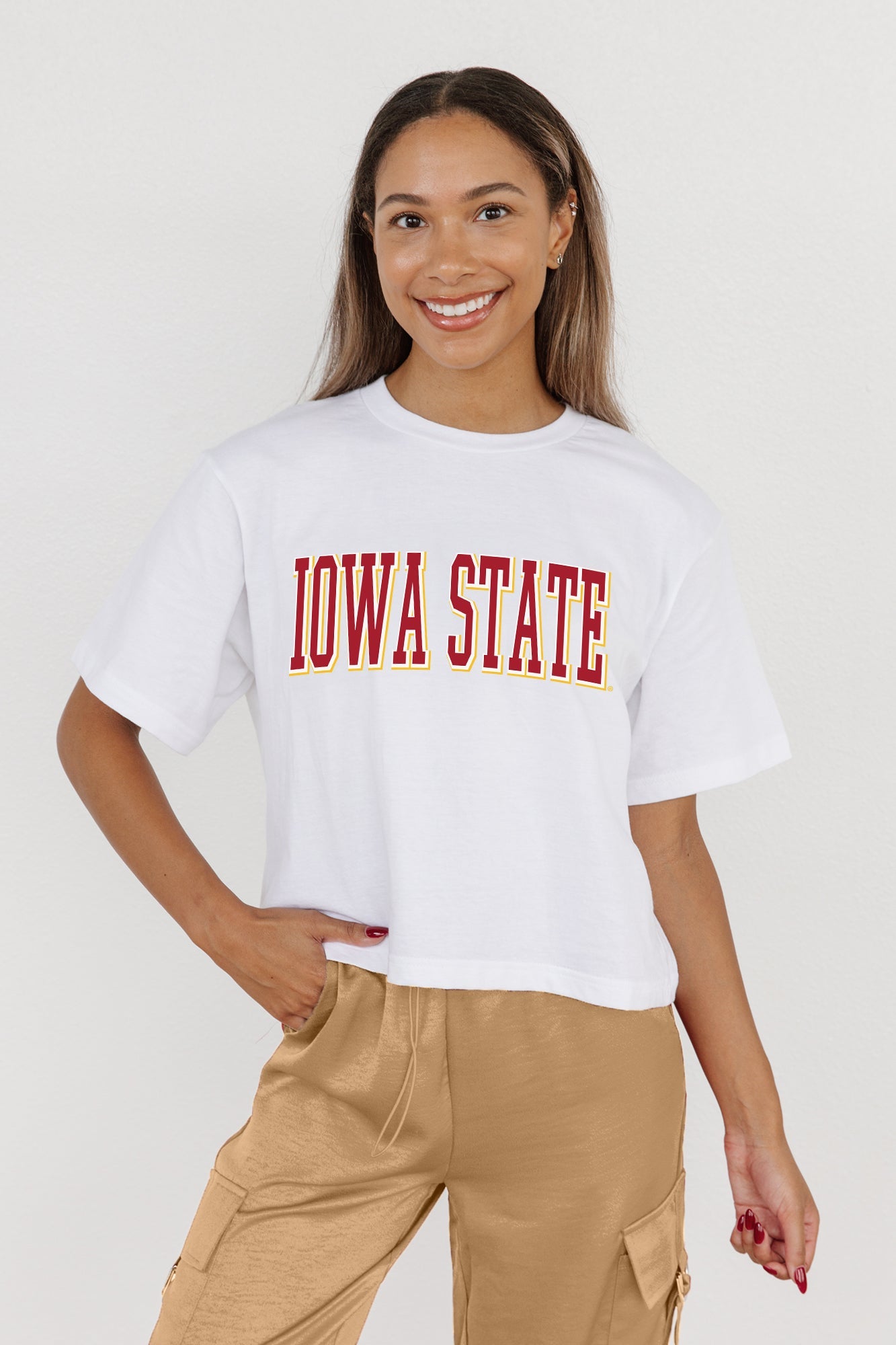 IOWA STATE CYCLONES ALL-STAR APPEAL BOXY FIT WOMEN'S CROPPED TEE BY MADI PREWETT TROUTT