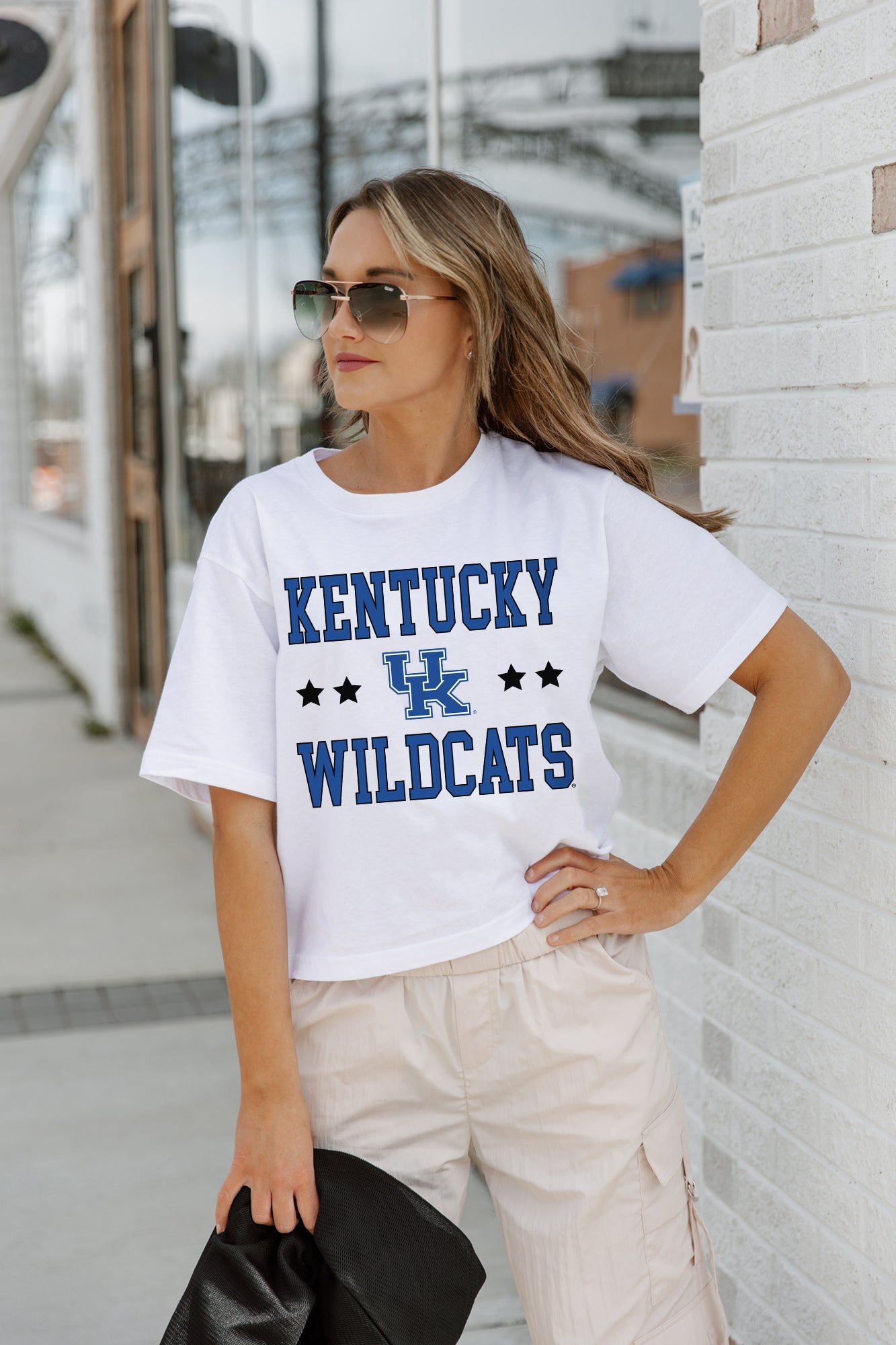 KENTUCKY WILDCATS TO THE POINT BOXY FIT WOMEN'S CROP TEE