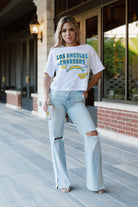 LOS ANGELES CHARGERS GAMEDAY GOALS BOXY FIT WOMEN'S CROP TEE