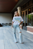 LOS ANGELES CHARGERS GAMEDAY GOALS BOXY FIT WOMEN'S CROP TEE