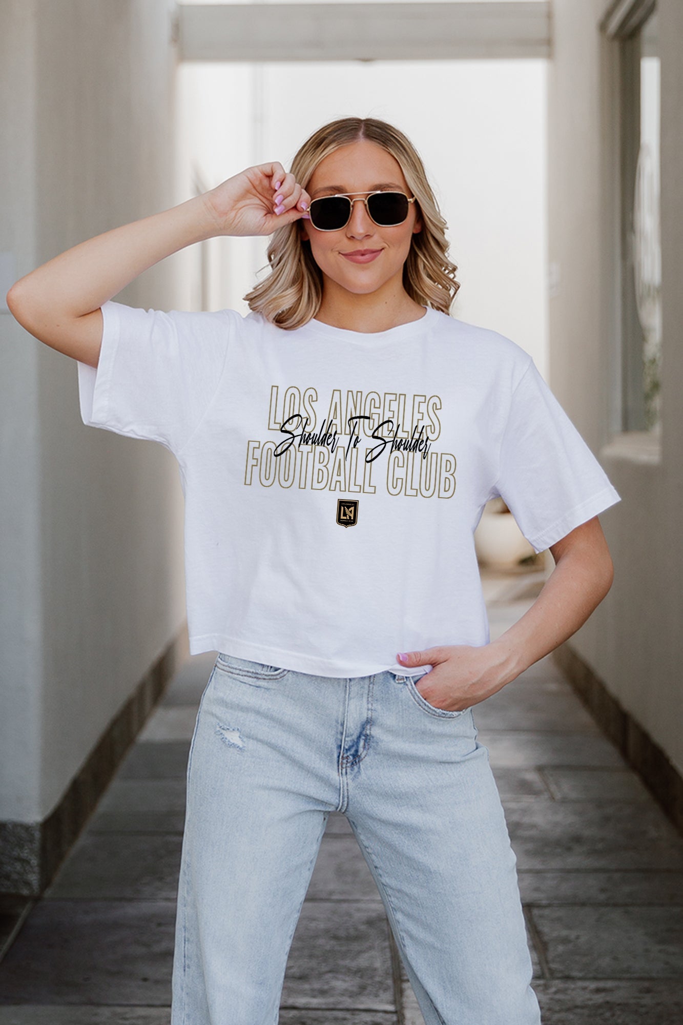 LOS ANGELES FC KEEP PLAYING BOXY FIT WOMEN'S CROPPED TEE