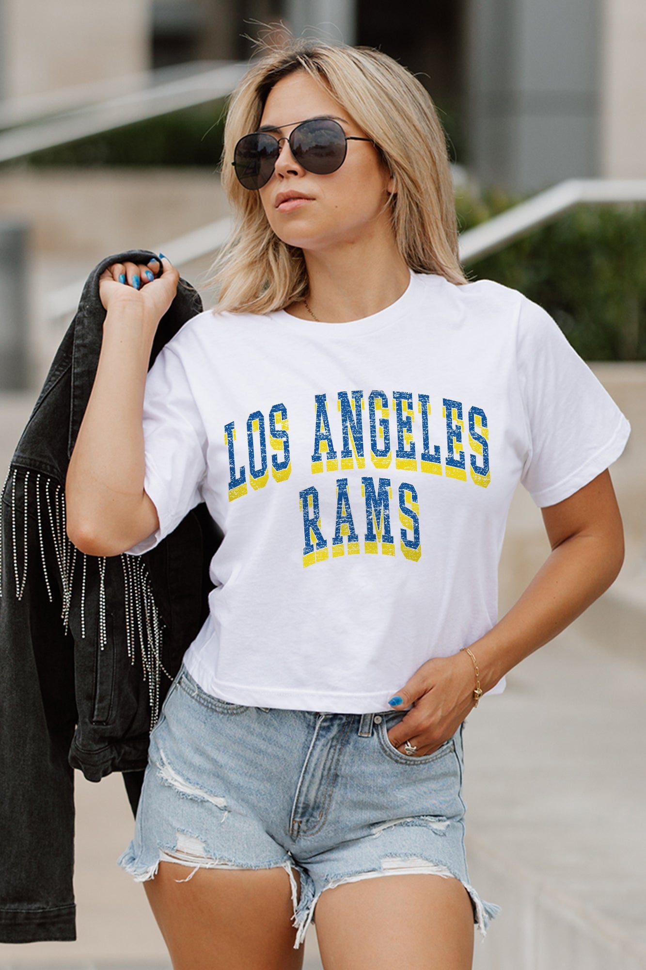 LOS ANGELES RAMS CLAIM TO FAME BOXY FIT WOMEN'S CROPPED TEE