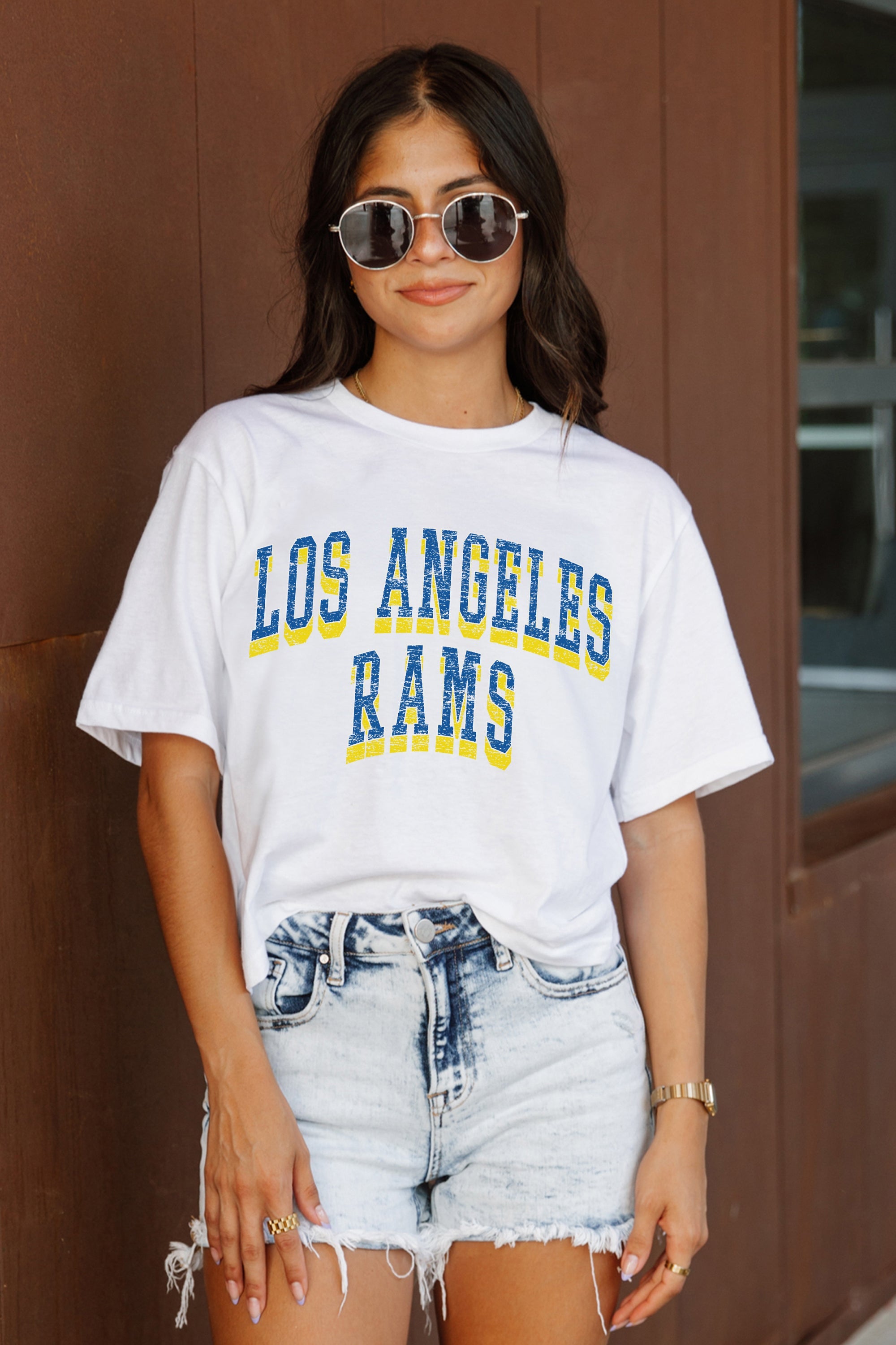 LOS ANGELES RAMS CLAIM TO FAME BOXY FIT WOMEN'S CROPPED TEE