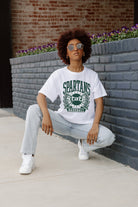 MICHIGAN STATE SPARTANS BASES LOADED BOXY FIT WOMEN'S CROP TEE