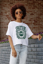 MICHIGAN STATE SPARTANS BASES LOADED BOXY FIT WOMEN'S CROP TEE