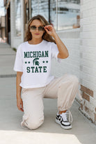 MICHIGAN STATE SPARTANS TO THE POINT BOXY FIT WOMEN'S CROP TEE