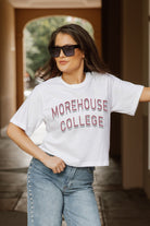 MOREHOUSE MAROON TIGERS CLAIM TO FAME BOXY FIT WOMEN'S CROPPED TEE