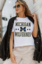 MICHIGAN WOLVERINES TO THE POINT BOXY FIT WOMEN'S CROP TEE