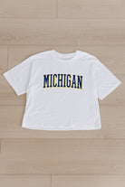 MICHIGAN WOLVERINES ALL-STAR APPEAL BOXY FIT WOMEN'S CROPPED TEE BY MADI PREWETT TROUTT