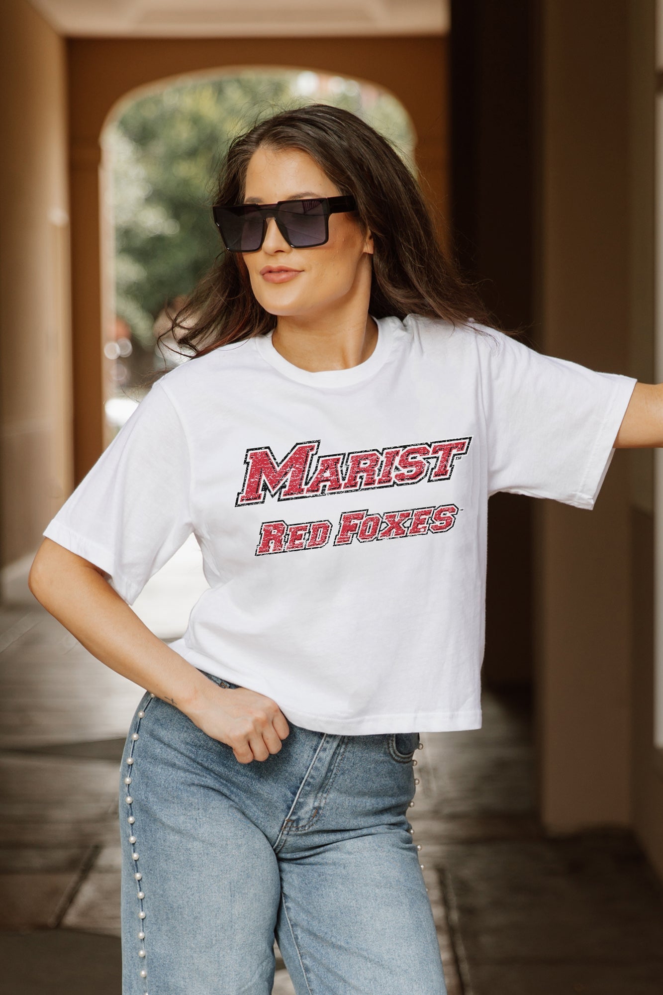 MARIST RED FOXES CLAIM TO FAME BOXY FIT WOMEN'S CROPPED TEE