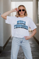 MIDDLE TENNESSEE STATE BLUE RAIDERS CLAIM TO FAME BOXY FIT WOMEN'S CROPPED TEE