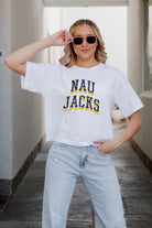 NORTHERN ARIZONA LUMBERJACKS CLAIM TO FAME BOXY FIT WOMEN'S CROPPED TEE